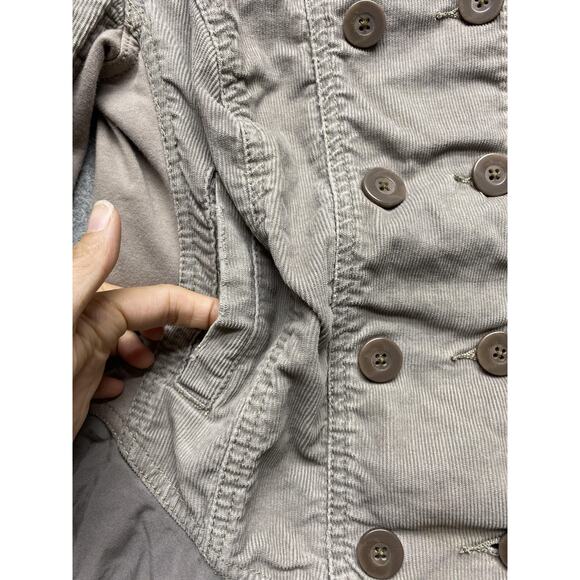 Free People Jacket Womens 4 Taupe Gray Corduroy Ruffle Peplum Romantic Military - Picture 8 of 16